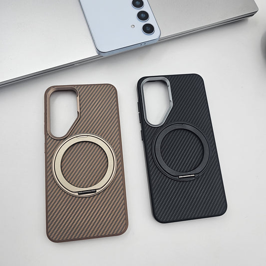 Samsung Galaxy S24 Carbon Fibre With Magnetic Magsafe Ring Stand Case