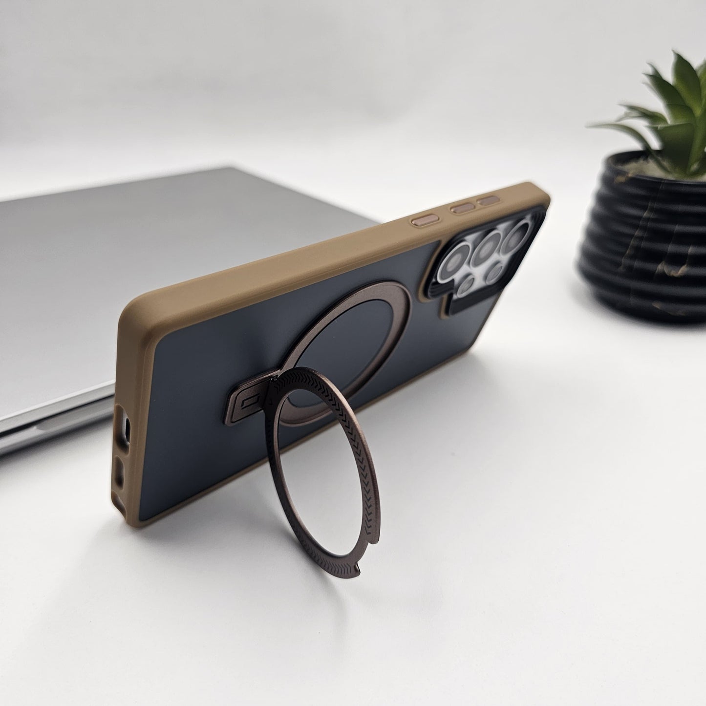 Samsung Galaxy S25 Ultra Smokey Metal Magsafe Ring Stand Case