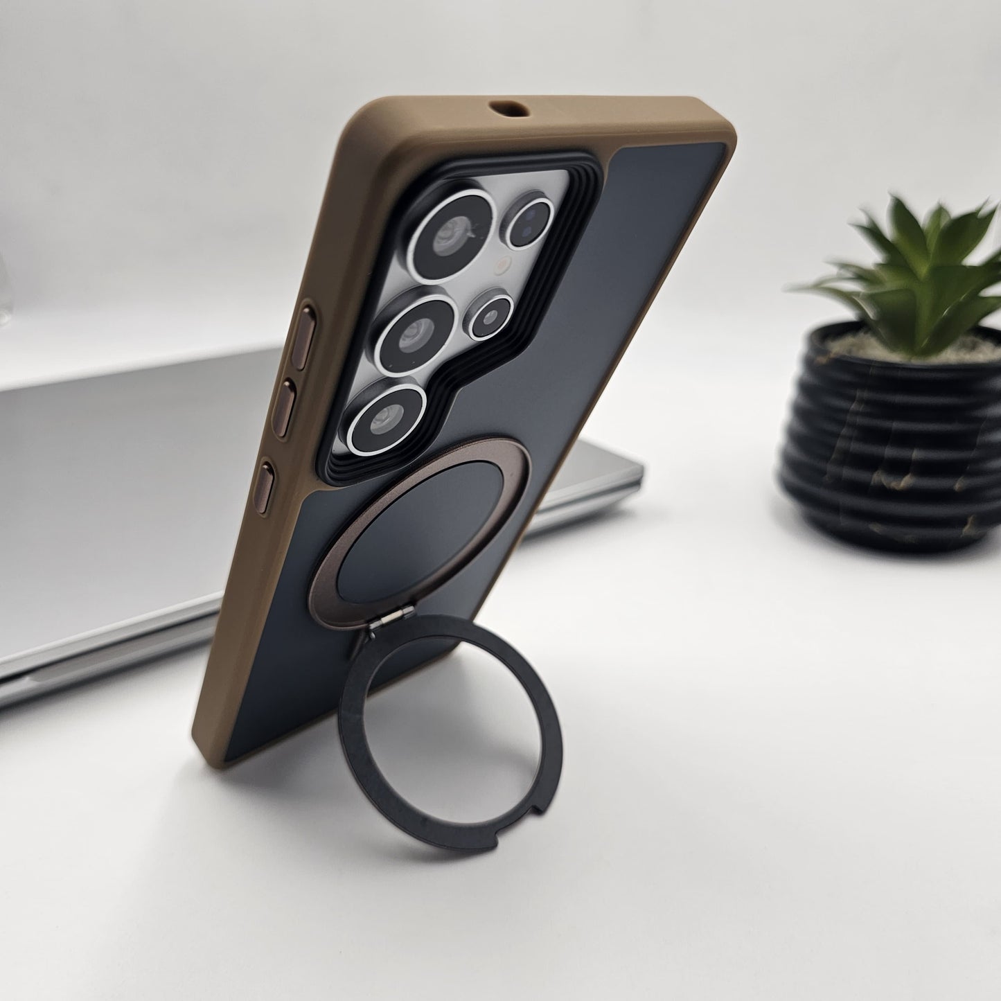 Samsung Galaxy S24 Ultra Smokey Metal Magsafe Ring Stand Case