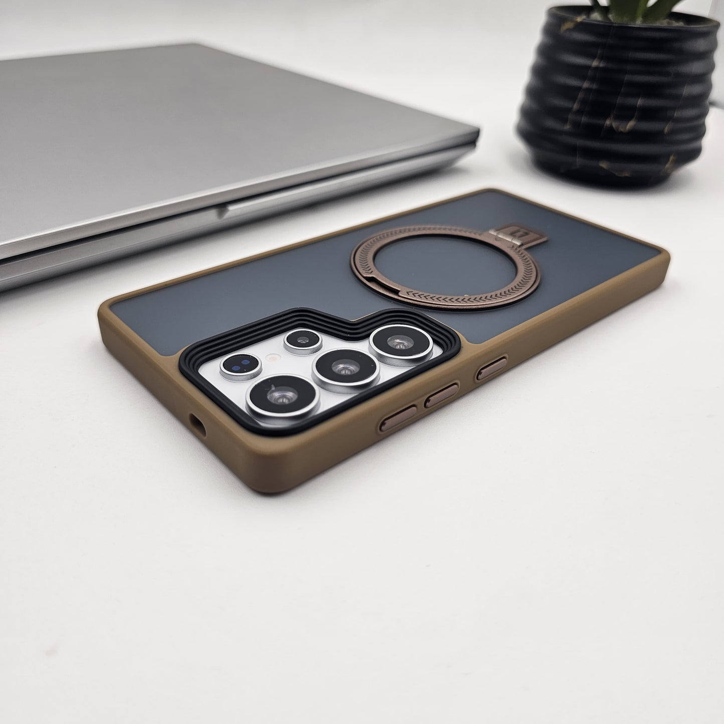 Samsung Galaxy S25 Ultra Smokey Metal Magsafe Ring Stand Case