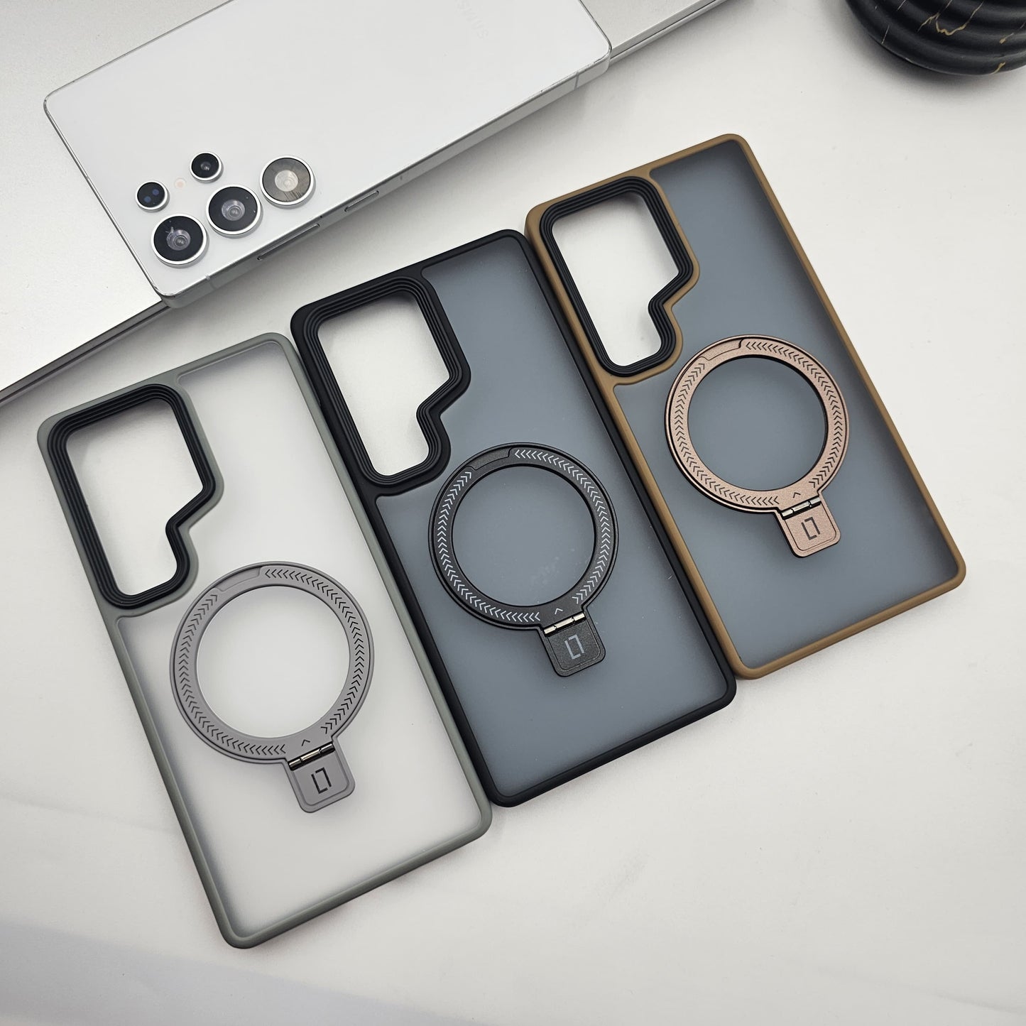 Samsung Galaxy S24 Ultra Smokey Metal Magsafe Ring Stand Case