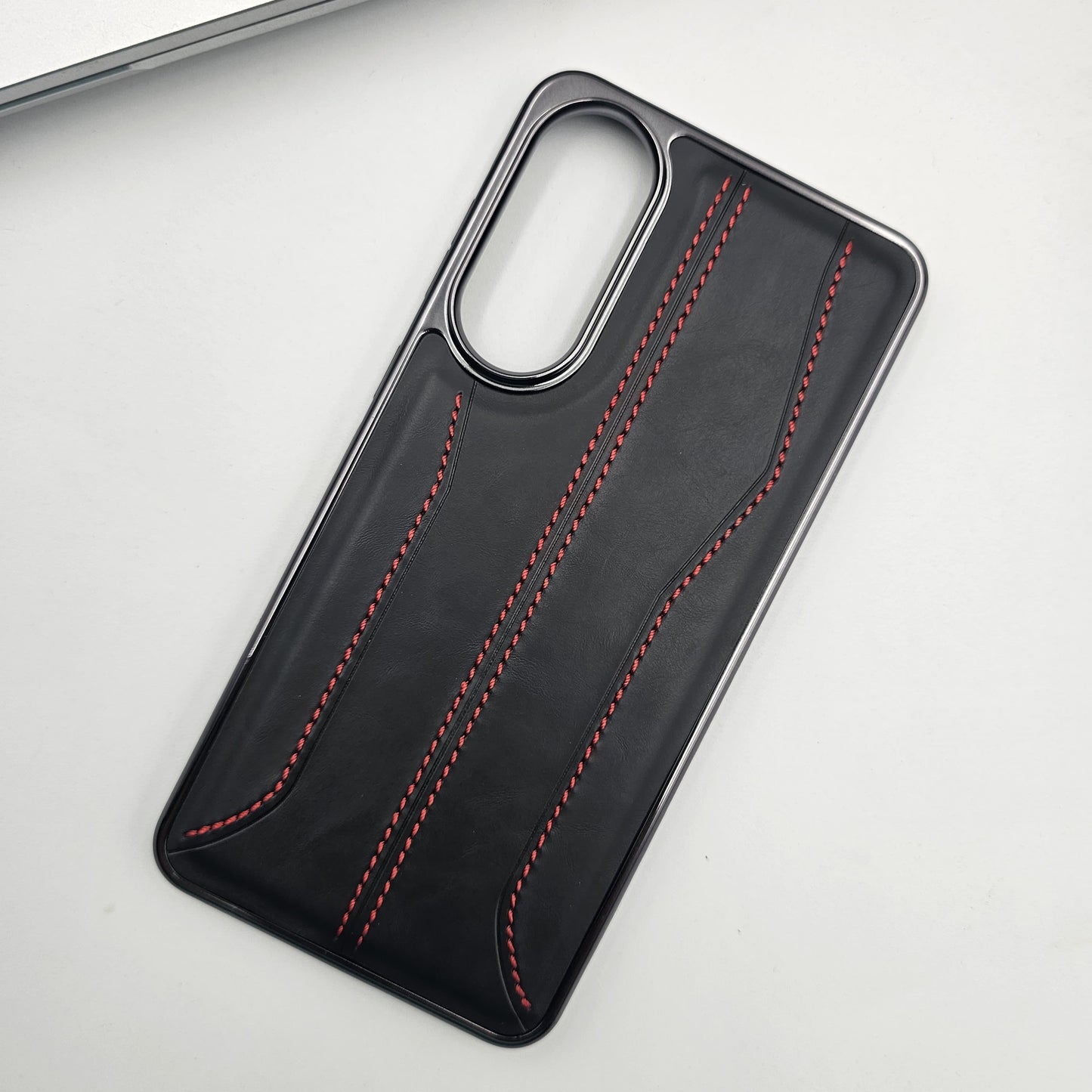 Samsung Galaxy S25 Edge Stripe Stitched Leather Case Minimalistic Design