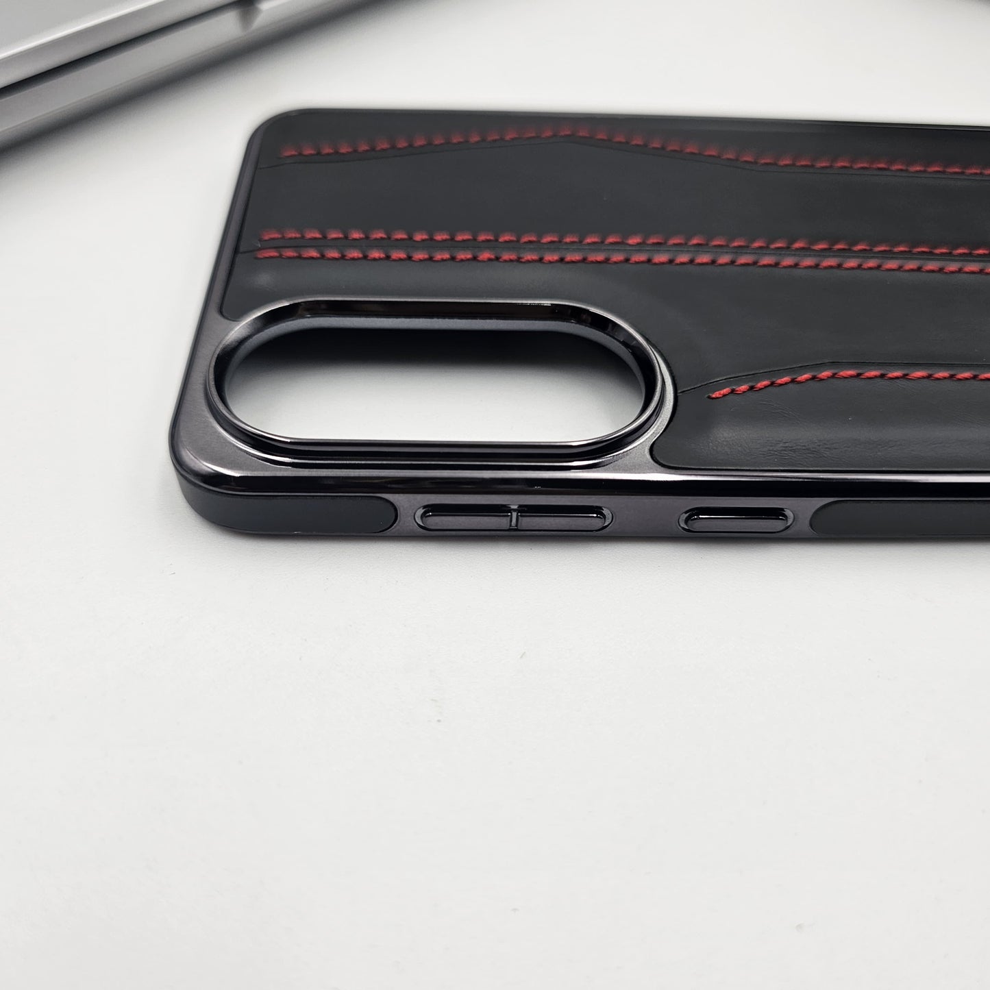 Samsung Galaxy S25 Edge Stripe Stitched Leather Case Minimalistic Design