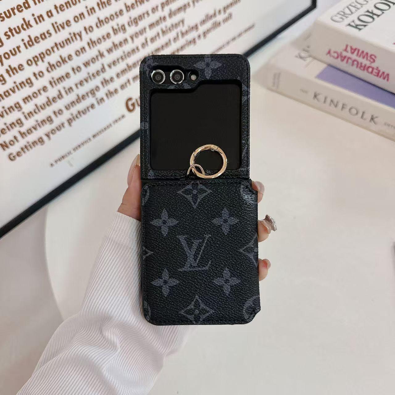 Samsung Galaxy Z Flip 5 Luxury Brand Card Pocket Wallet Ring Holder Case
