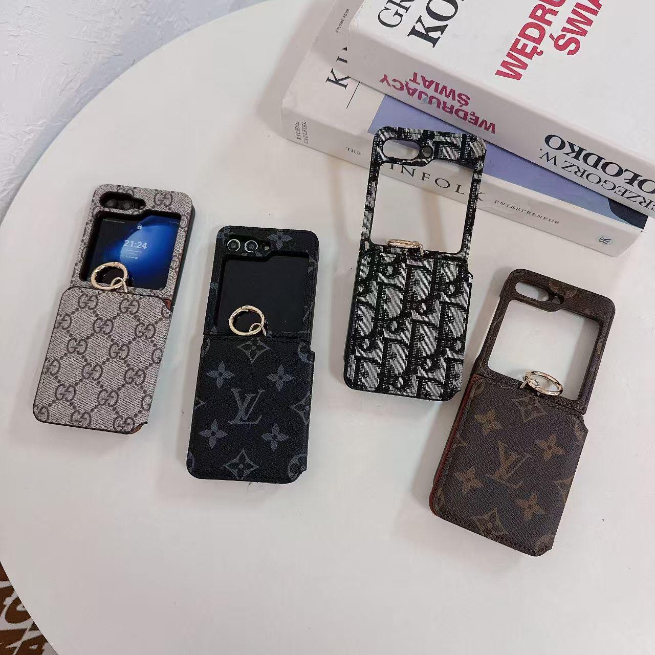 Samsung Galaxy Z Flip 6 Luxury Brand Card Pocket Wallet Ring Holder Case