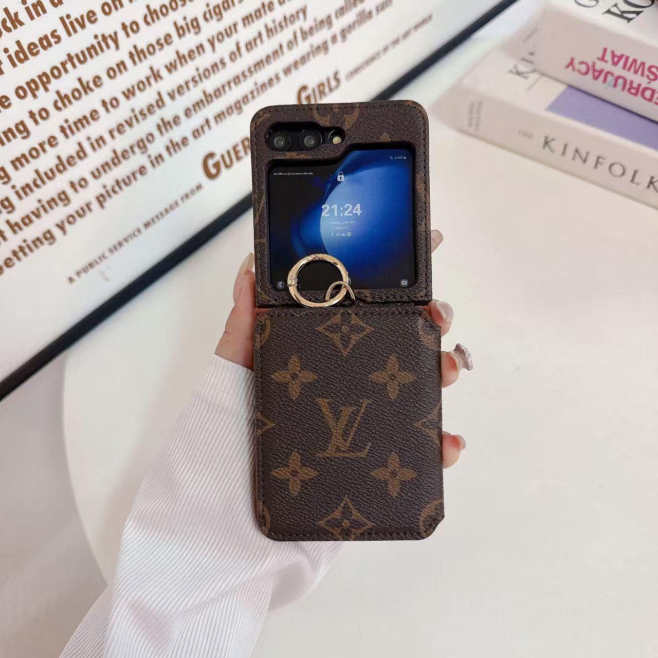 Samsung Galaxy Z Flip 5 Luxury Brand Card Pocket Wallet Ring Holder Case