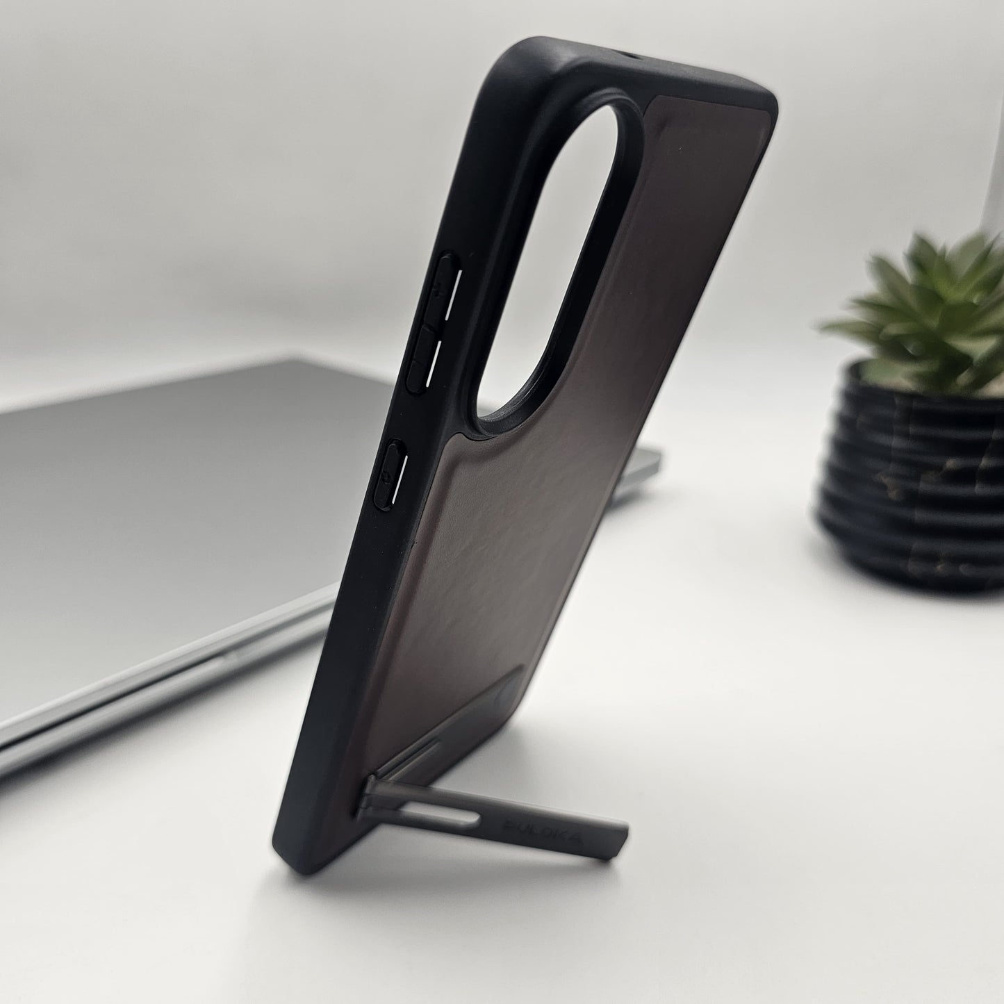 Samsung Galaxy S25 Edge PU Leather Metal Kickstand Case