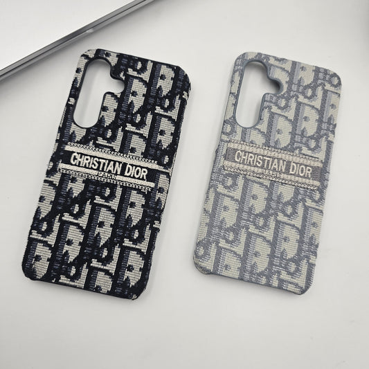 Embroidered Designer Fabric CD Case for Samsung Galaxy S24 | Sophisticated Slim Cover