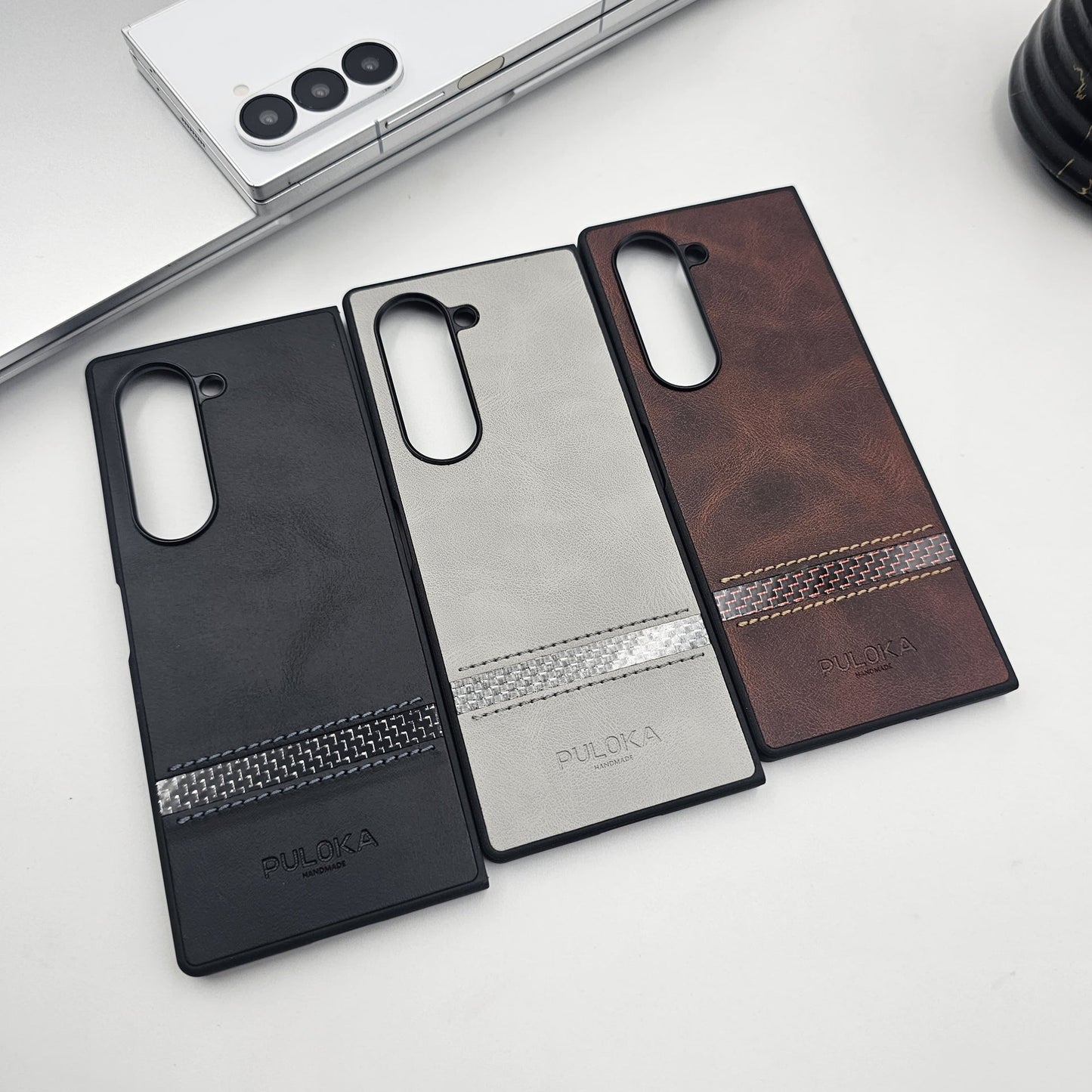 Samsung Galaxy Z Fold 5 PU Leather Stripe Texture Case