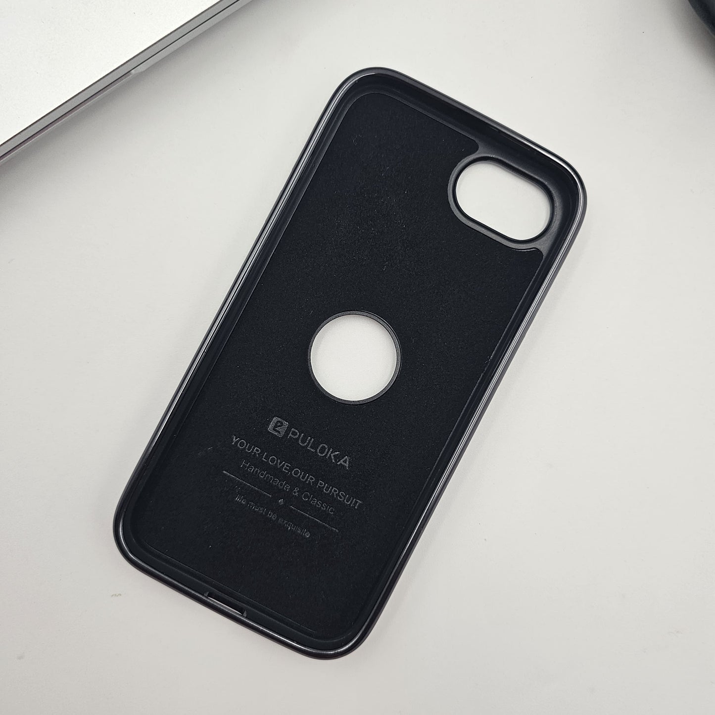 iPhone 16E 3 Stripe Stitched Leather Logo Cut Chrome Case Inside Velvet