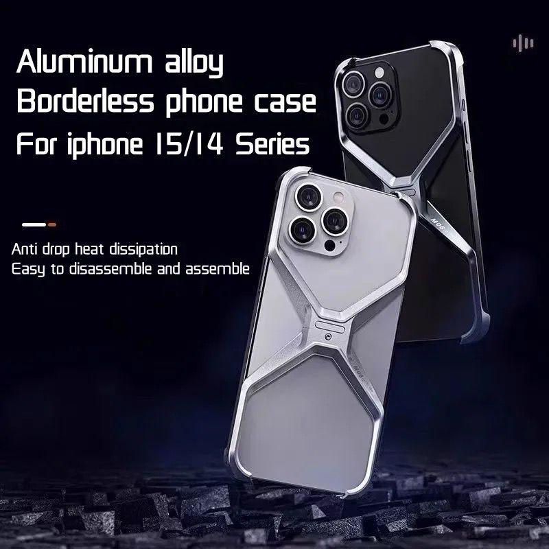 iPhone 15 Series Ultra Thin Aluminium Alloy X Shaped Metal Case Cover