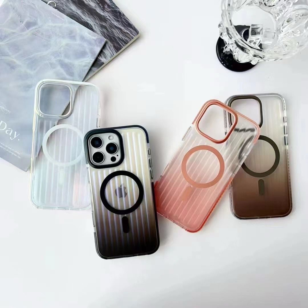 iPhone 16 Series Stripe Texture Hard PC Clear Magsafe Case