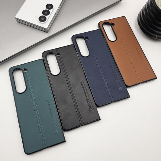 Samsung Galaxy Z Fold 5 Ultra Thin Stitched Leather Minimalistic Design Case