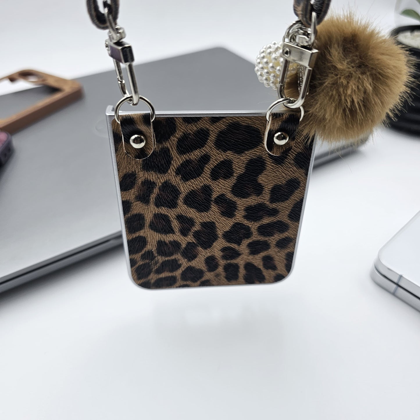 Samsung Galaxy Z Flip 6 Stylish Leopard Design With Sling And Fur Case