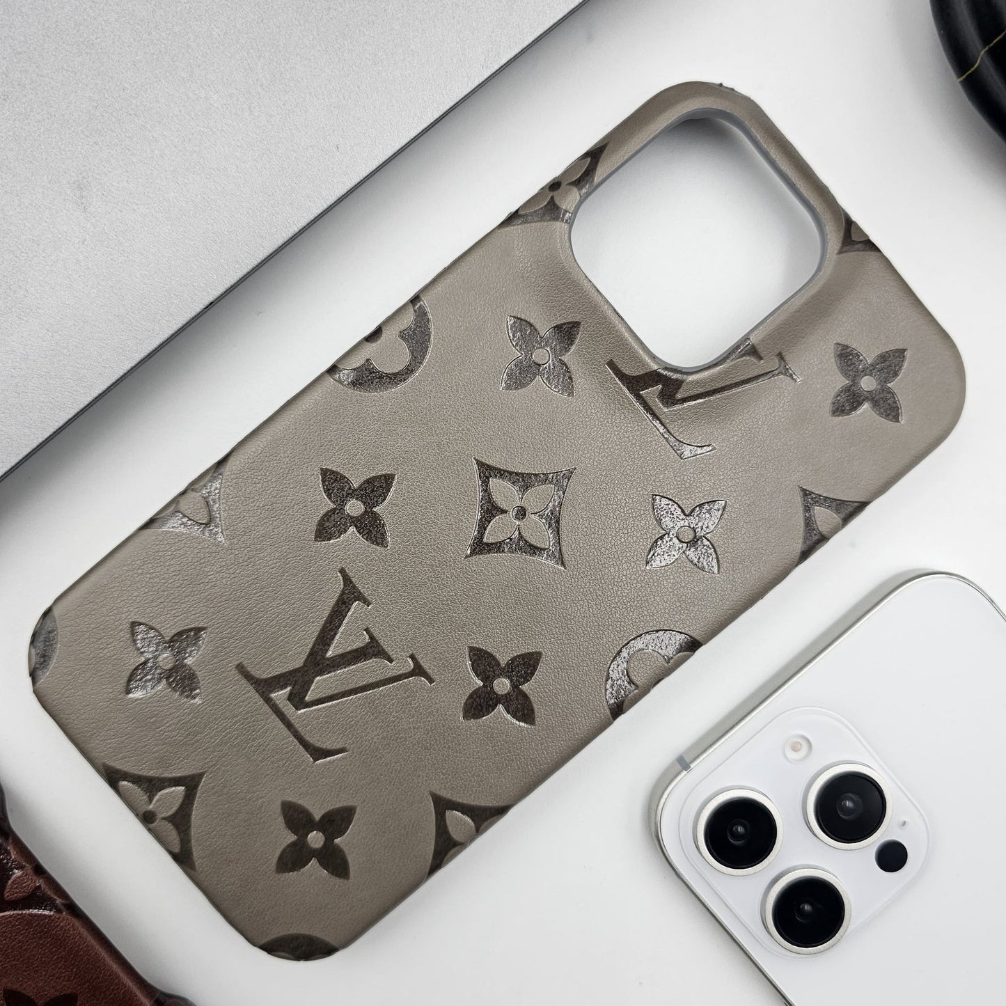 Embossed Feel Leather Designer Case for iPhone 16 Series | Ultra-Luxe Brand Edition