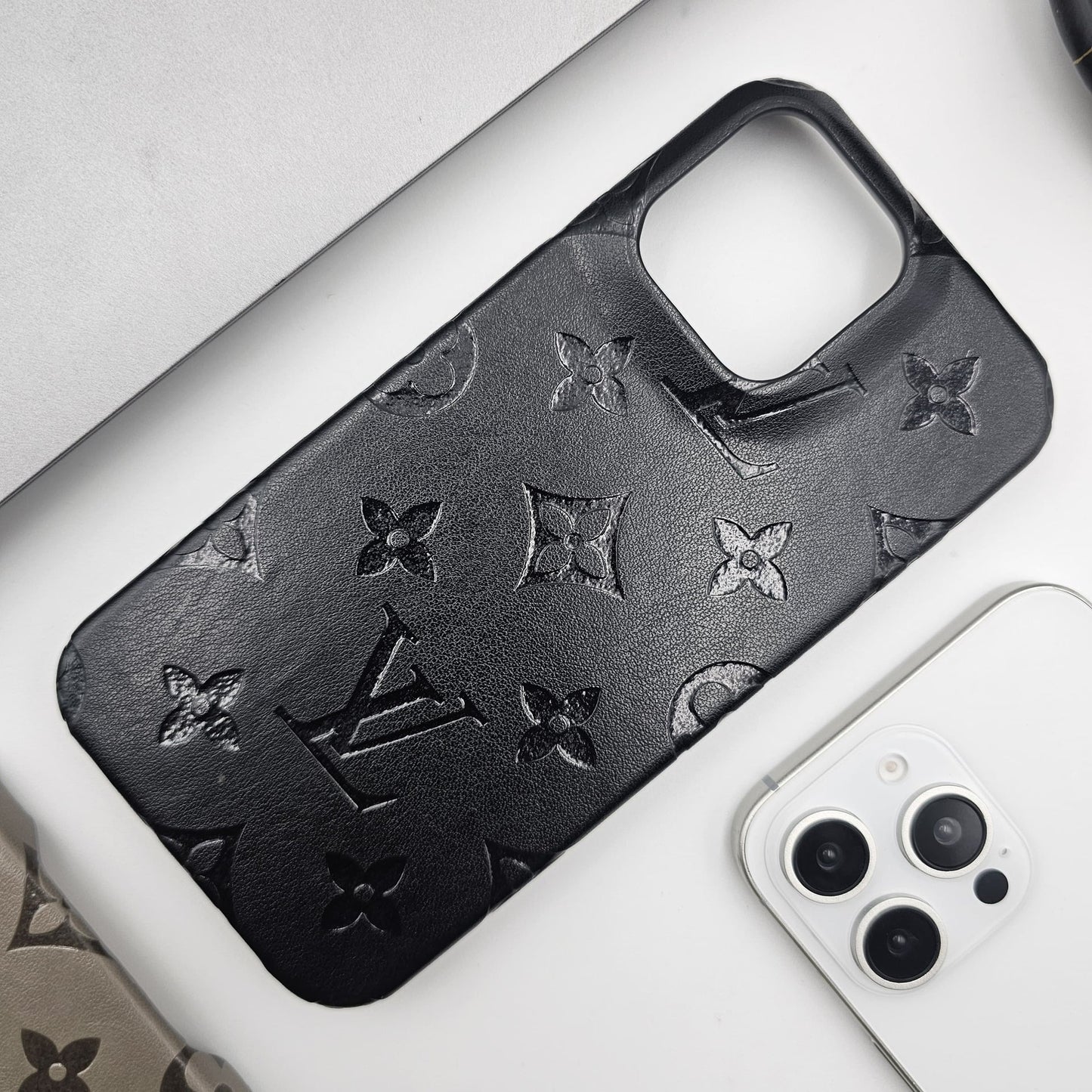 Embossed Feel Leather Designer Case for iPhone 16 Series | Ultra-Luxe Brand Edition