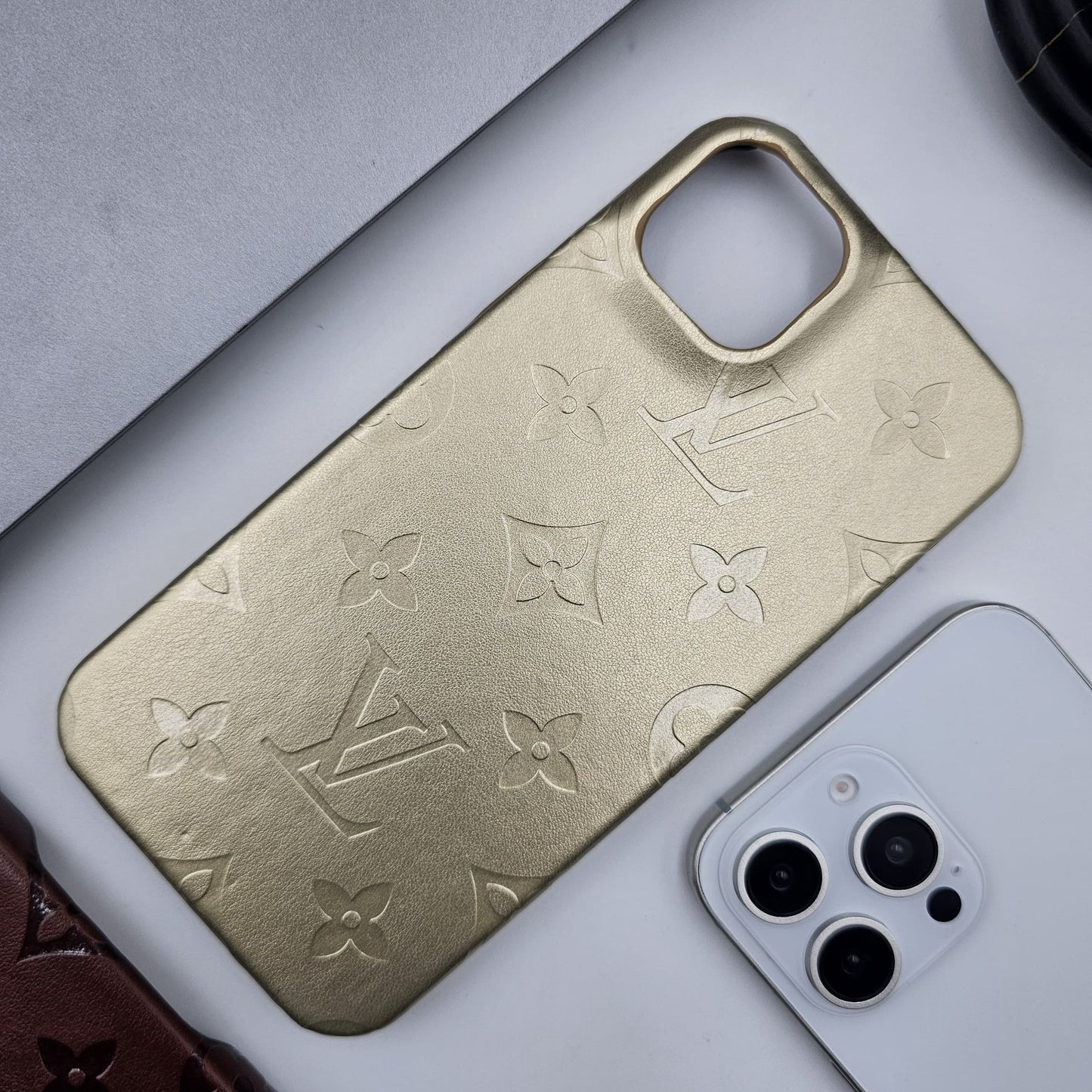 Embossed Feel Leather Designer Case for iPhone 16 Series | Ultra-Luxe Brand Edition
