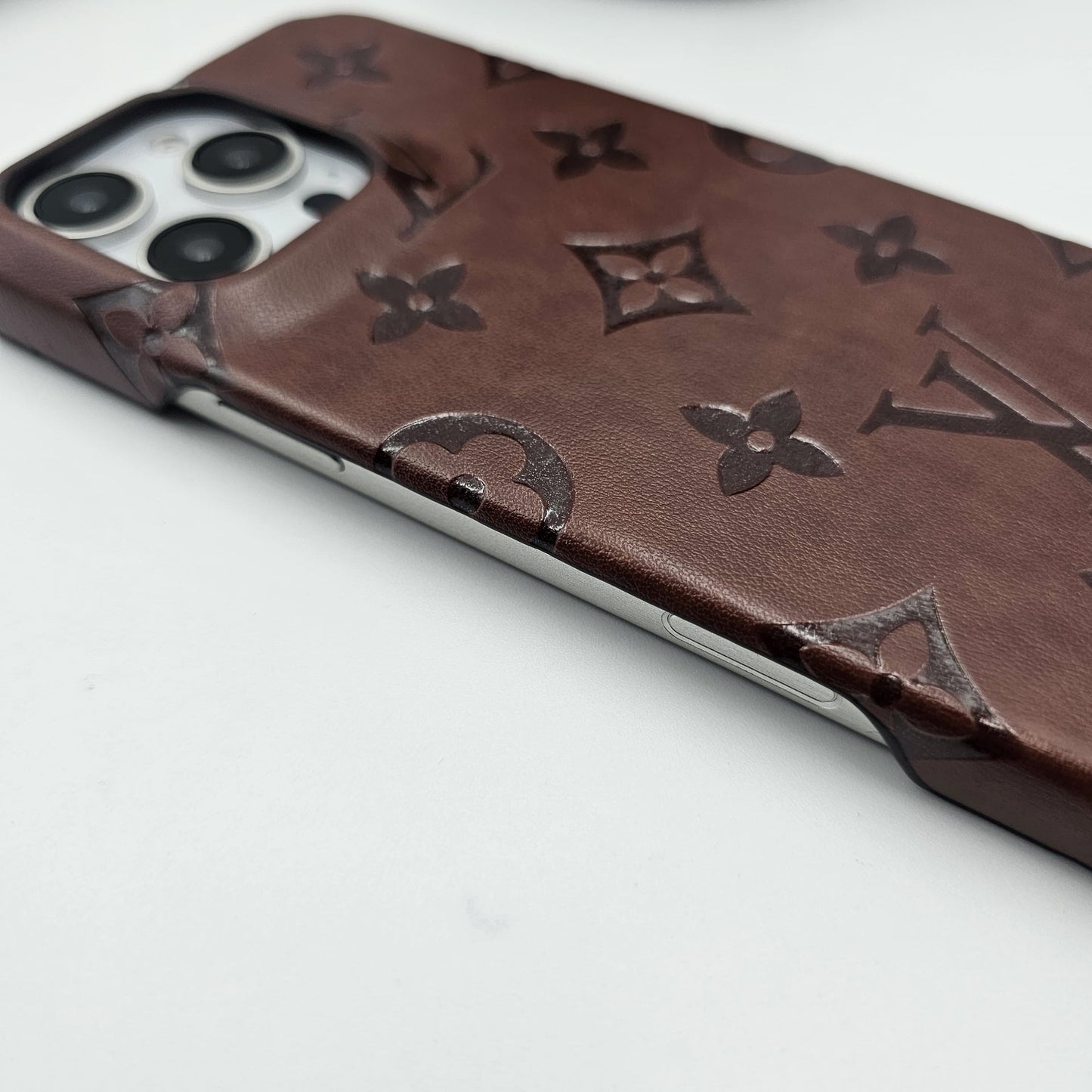 Embossed Feel Leather Designer Case for iPhone 16 Series | Ultra-Luxe Brand Edition
