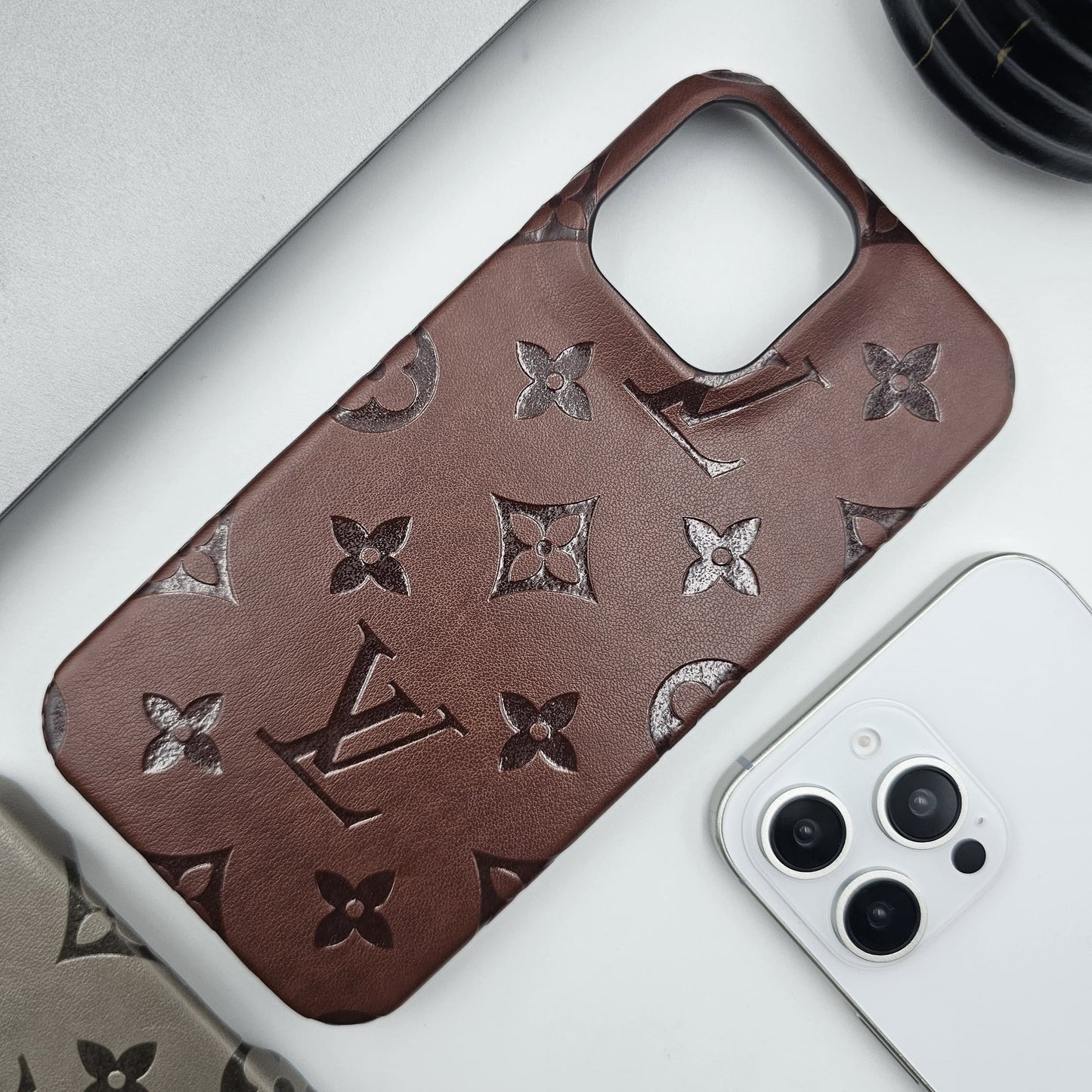 Embossed Feel Leather Designer Case for iPhone 15 Series | Ultra-Luxe Brand Edition
