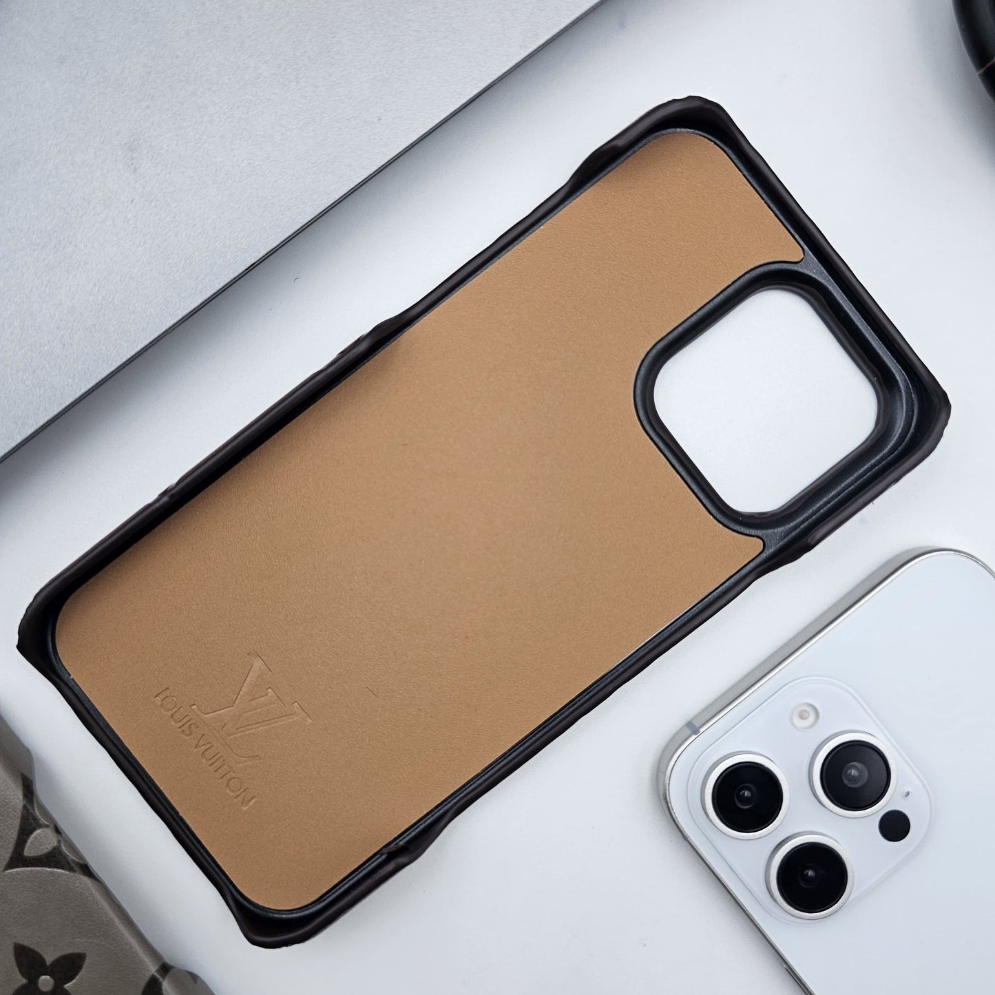 Embossed Feel Leather Designer Case for iPhone 15 Series | Ultra-Luxe Brand Edition