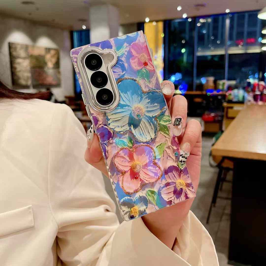 Samsung Galaxy Z Fold 6 3D Floral Painting Shimmer Case