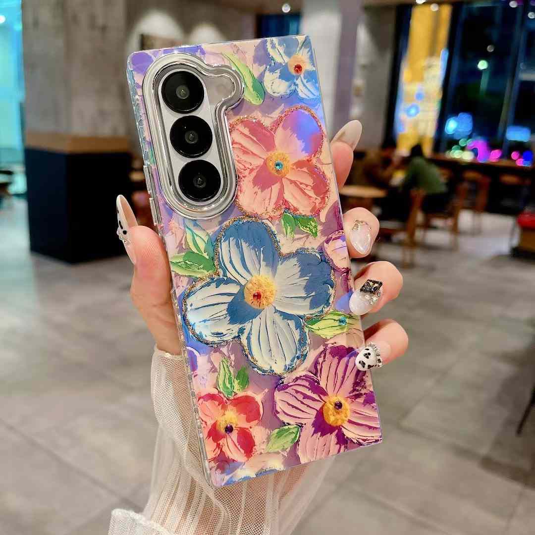 Samsung Galaxy Z Fold 6 3D Floral Painting Shimmer Case