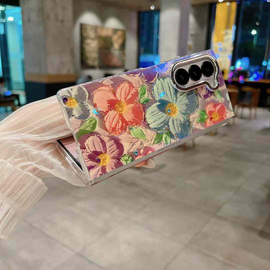 Samsung Galaxy Z Fold 6 3D Floral Painting Shimmer Case