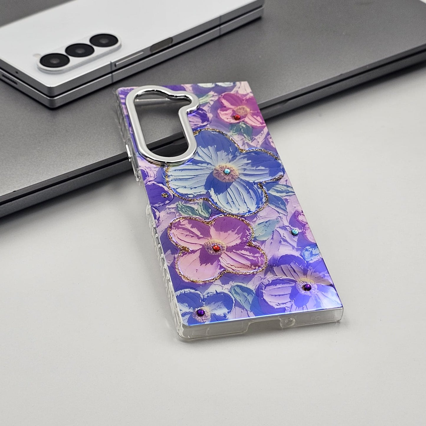 Samsung Galaxy Z Fold 6 3D Floral Painting Shimmer Case