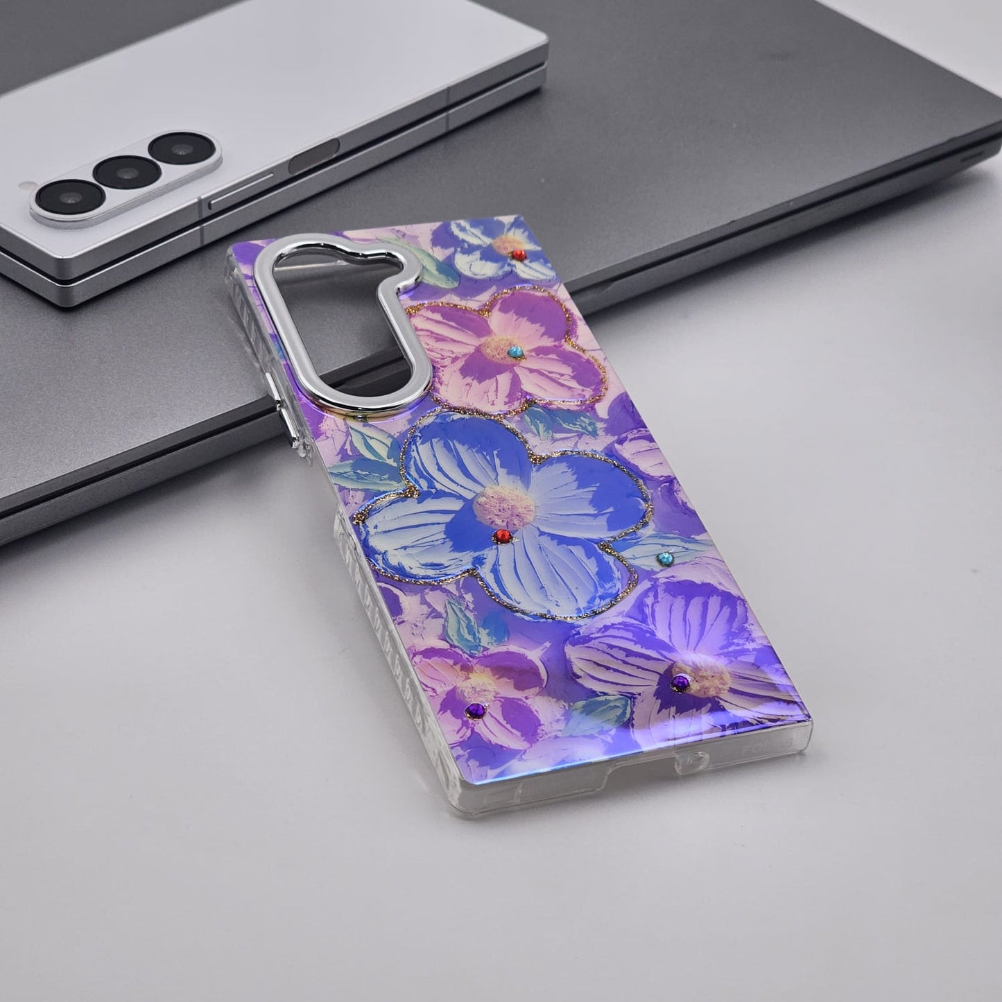 Samsung Galaxy Z Fold 6 3D Floral Painting Shimmer Case