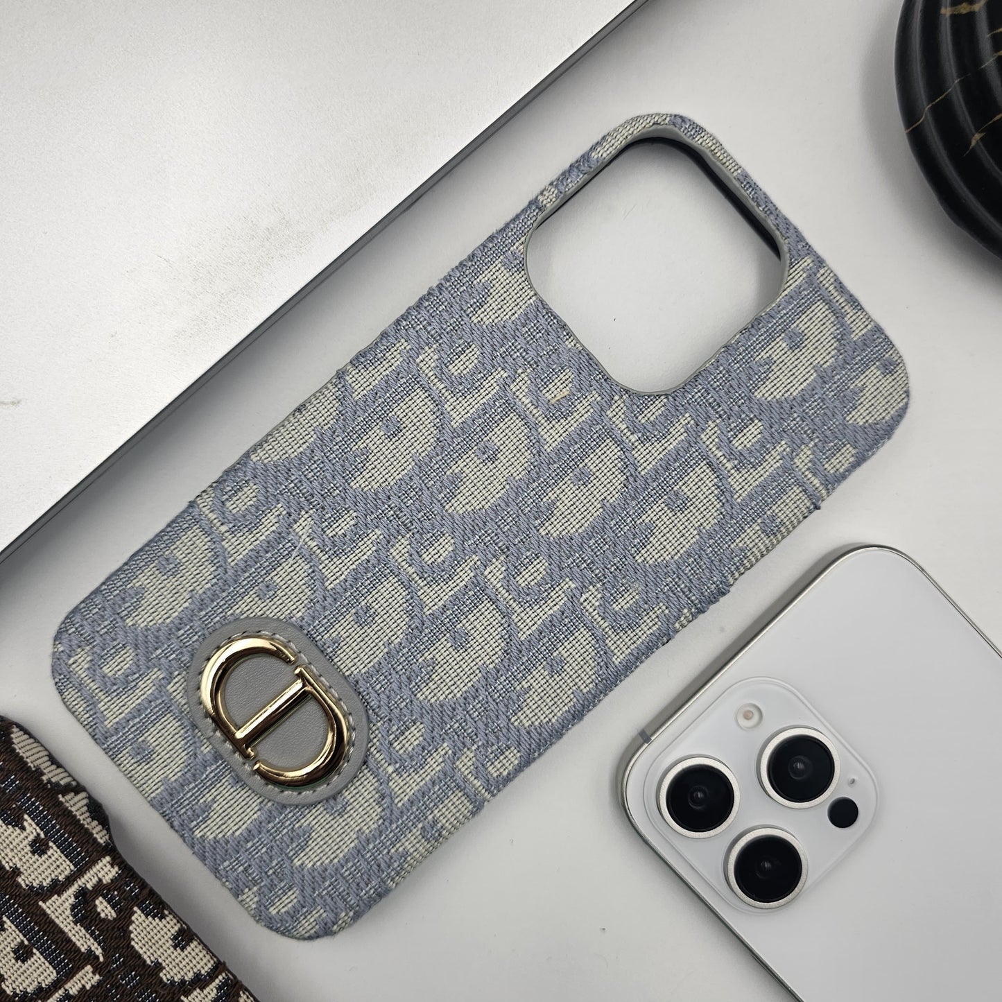 iPhone 15 Series CD Embroidery Luxury Phone Case