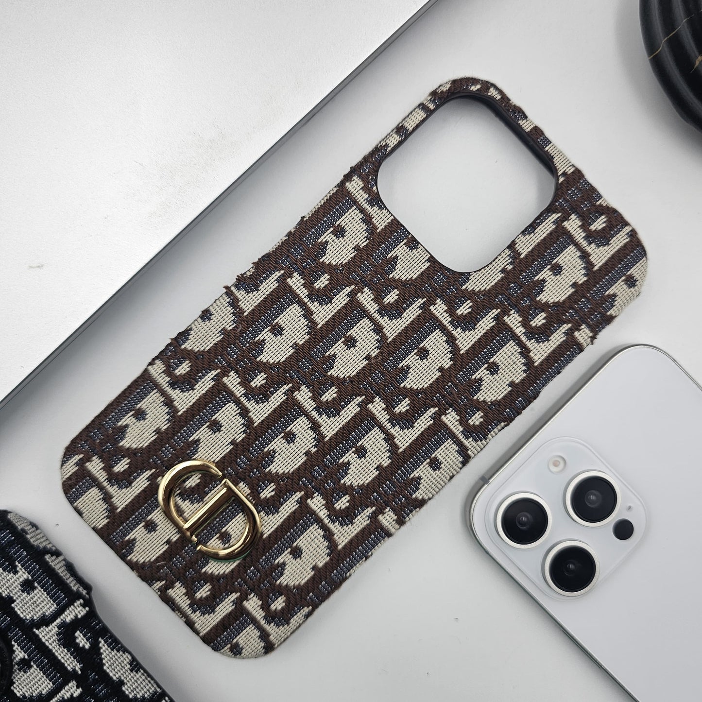 iPhone 15 Series CD Embroidery Luxury Phone Case