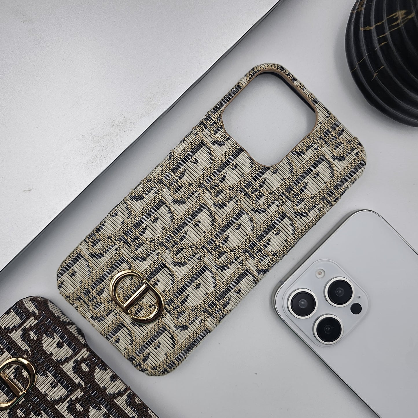 iPhone 16 Series CD Embroidery Luxury Phone Case