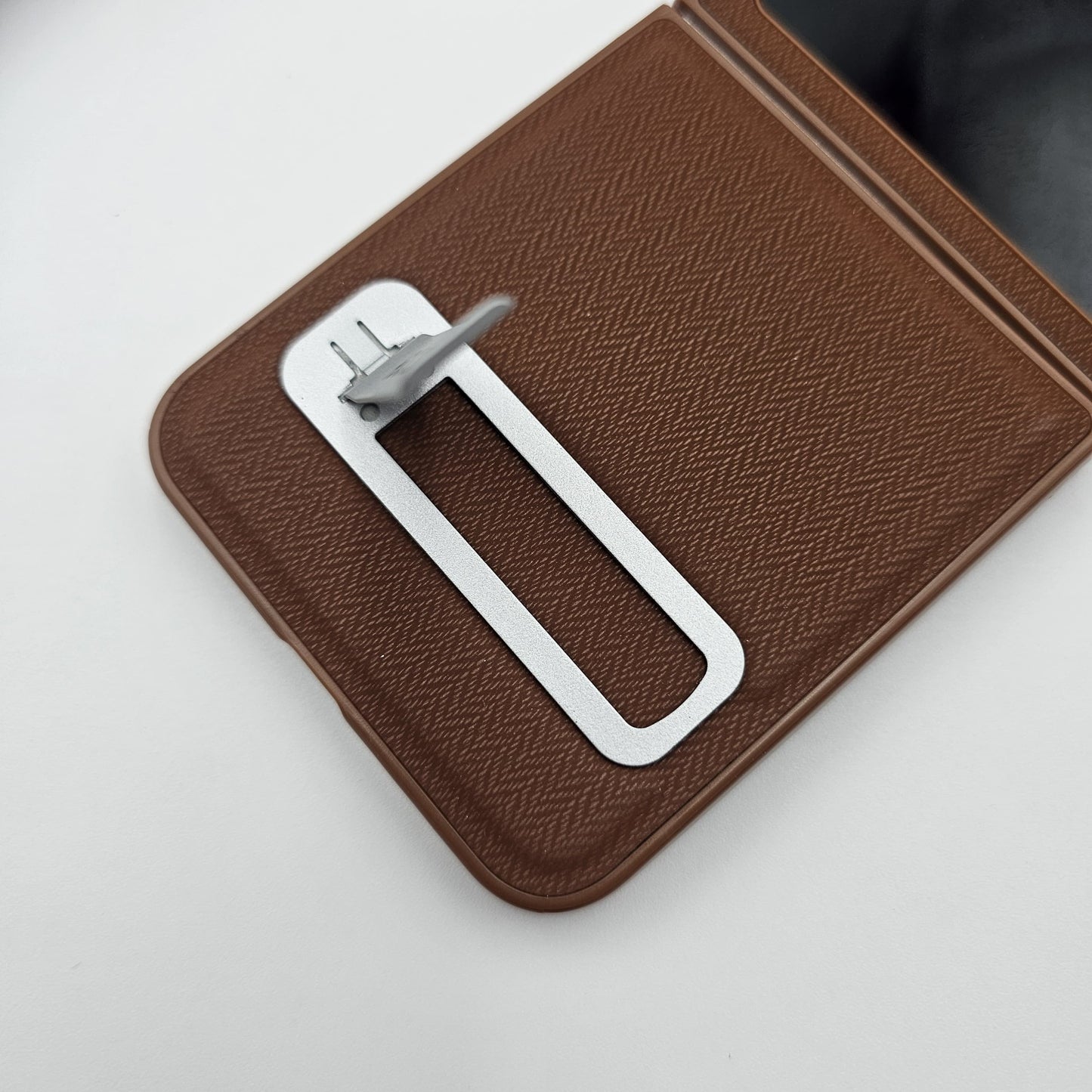 Samsung Galaxy Z Flip 6 Leather Case Stainless Metal Kickstand