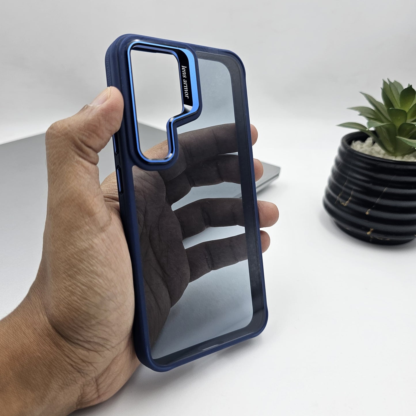 Samsung Galaxy S25 Plus Smokey Finish Transparent Metal Camera Bump Case