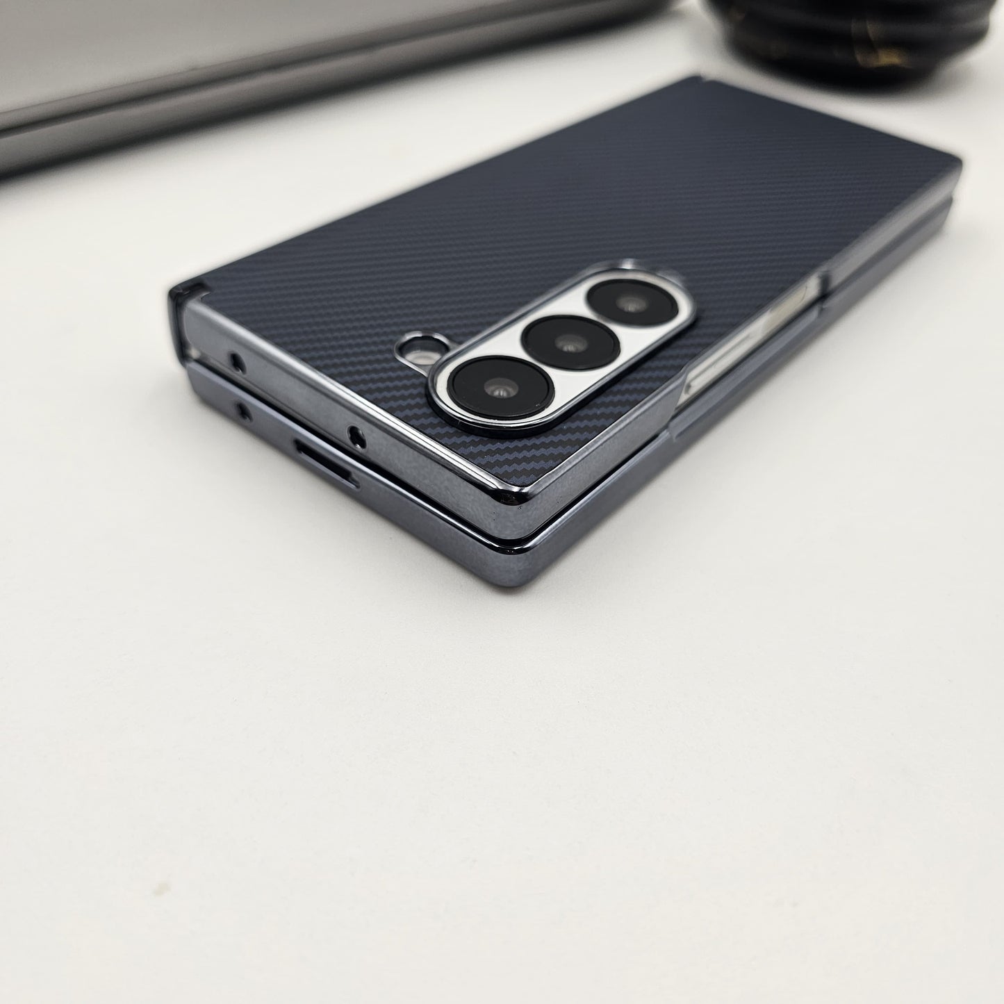 Carbon Fibre Smooth Feel Case with Front Screen Protector For Samsung Galaxy Z Fold 6 | Lightweight | Luxury Look