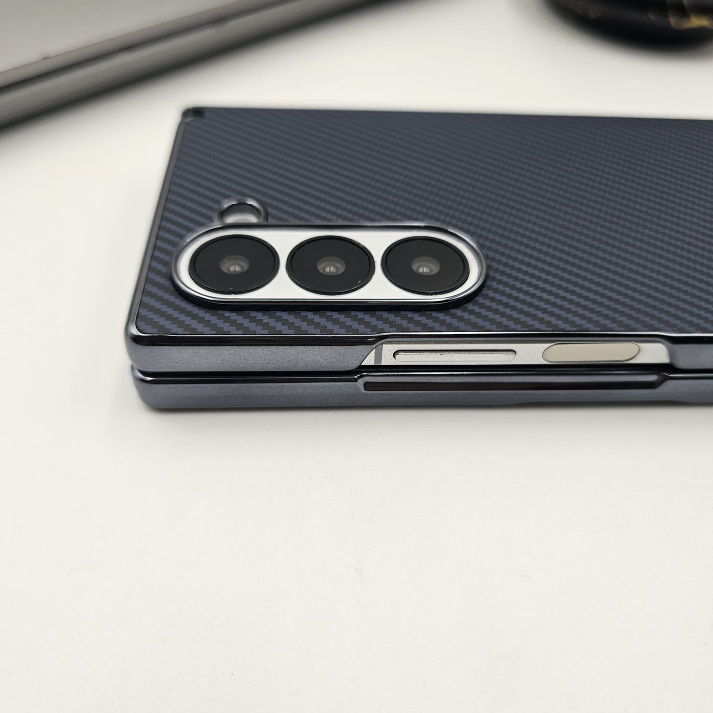 Carbon Fibre Smooth Feel Case with Front Screen Protector For Samsung Galaxy Z Fold 6 | Lightweight | Luxury Look