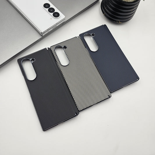 Carbon Fibre Smooth Feel Case with Front Screen Protector For Samsung Galaxy Z Fold 6 | Lightweight | Luxury Look