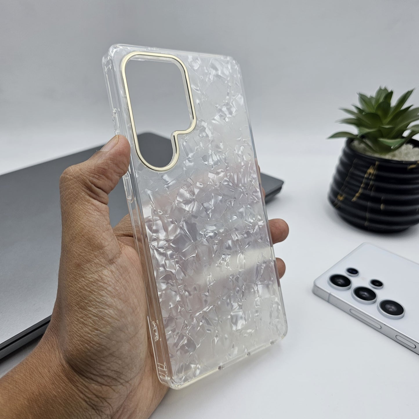 Samsung Galaxy S25 Ultra Glitter Shell Marble Pattern Case