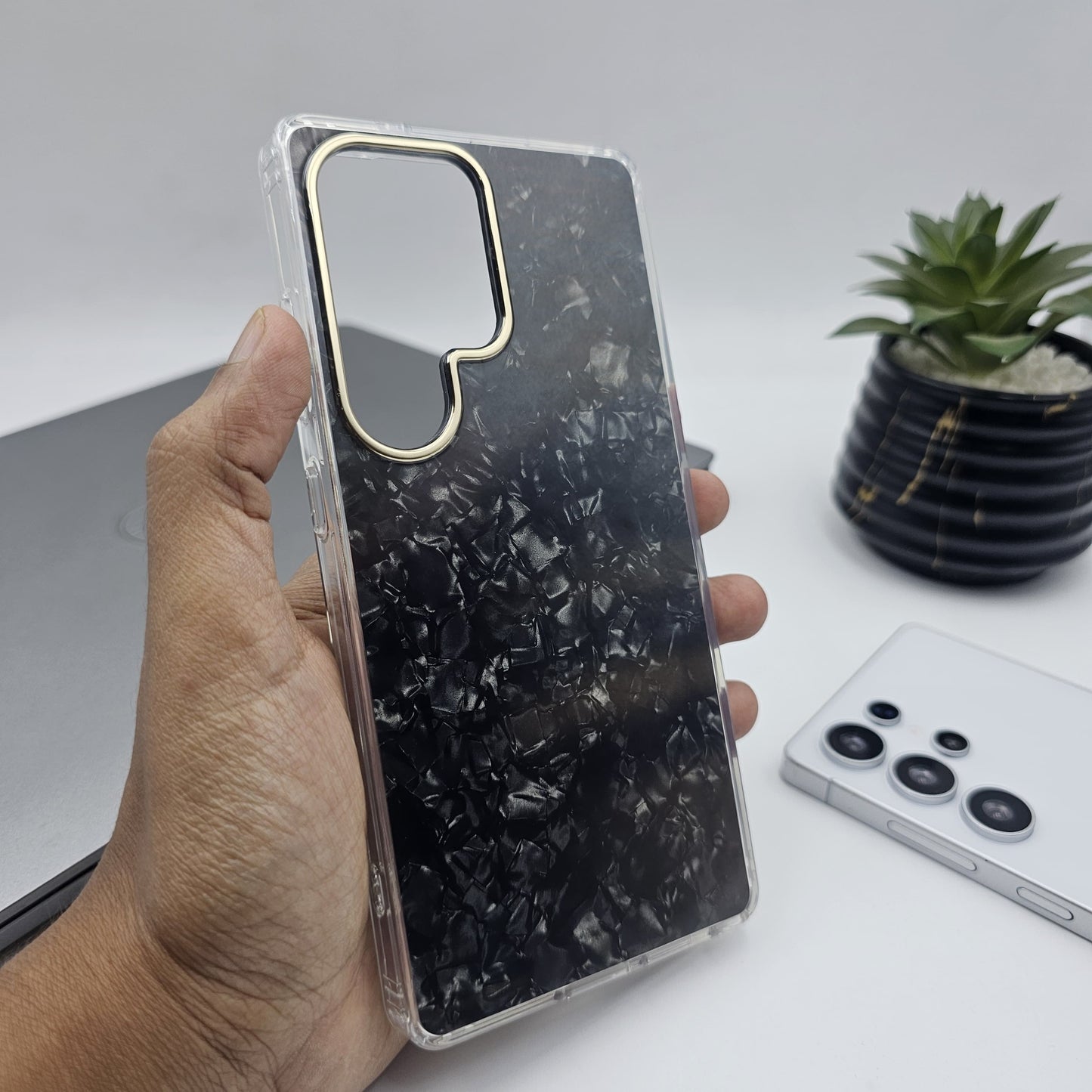Samsung Galaxy S25 Ultra Glitter Shell Marble Pattern Case