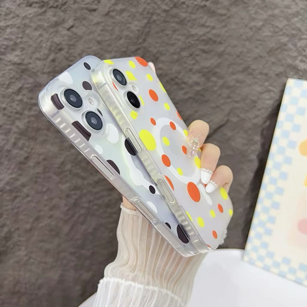 iPhone 16 Series Dotted Pattern Iridescent Translucent Color Changing Magsafe Case