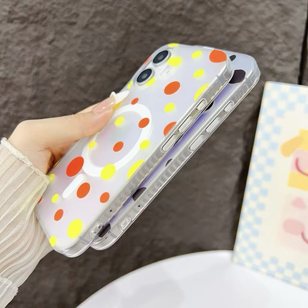 iPhone 16 Series Dotted Pattern Iridescent Translucent Color Changing Magsafe Case