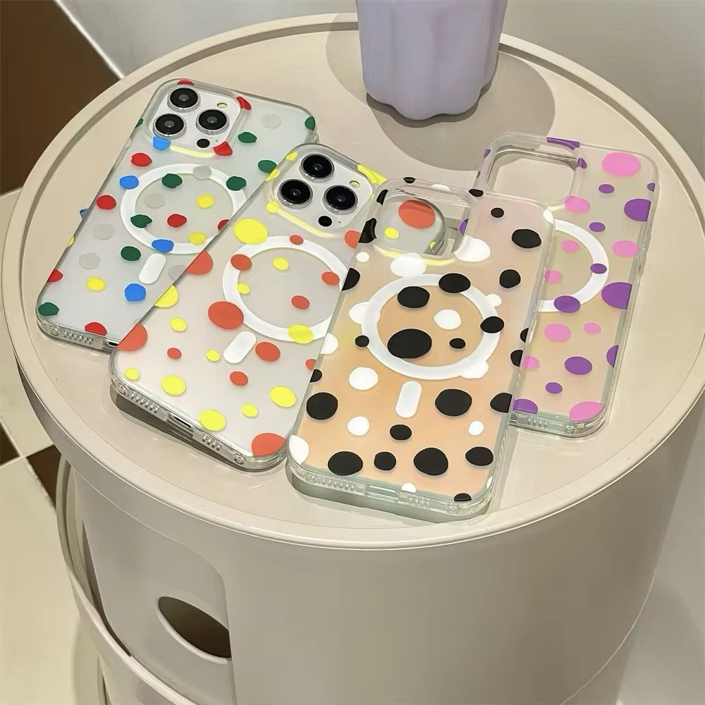 iPhone 16 Series Dotted Pattern Iridescent Translucent Color Changing Magsafe Case
