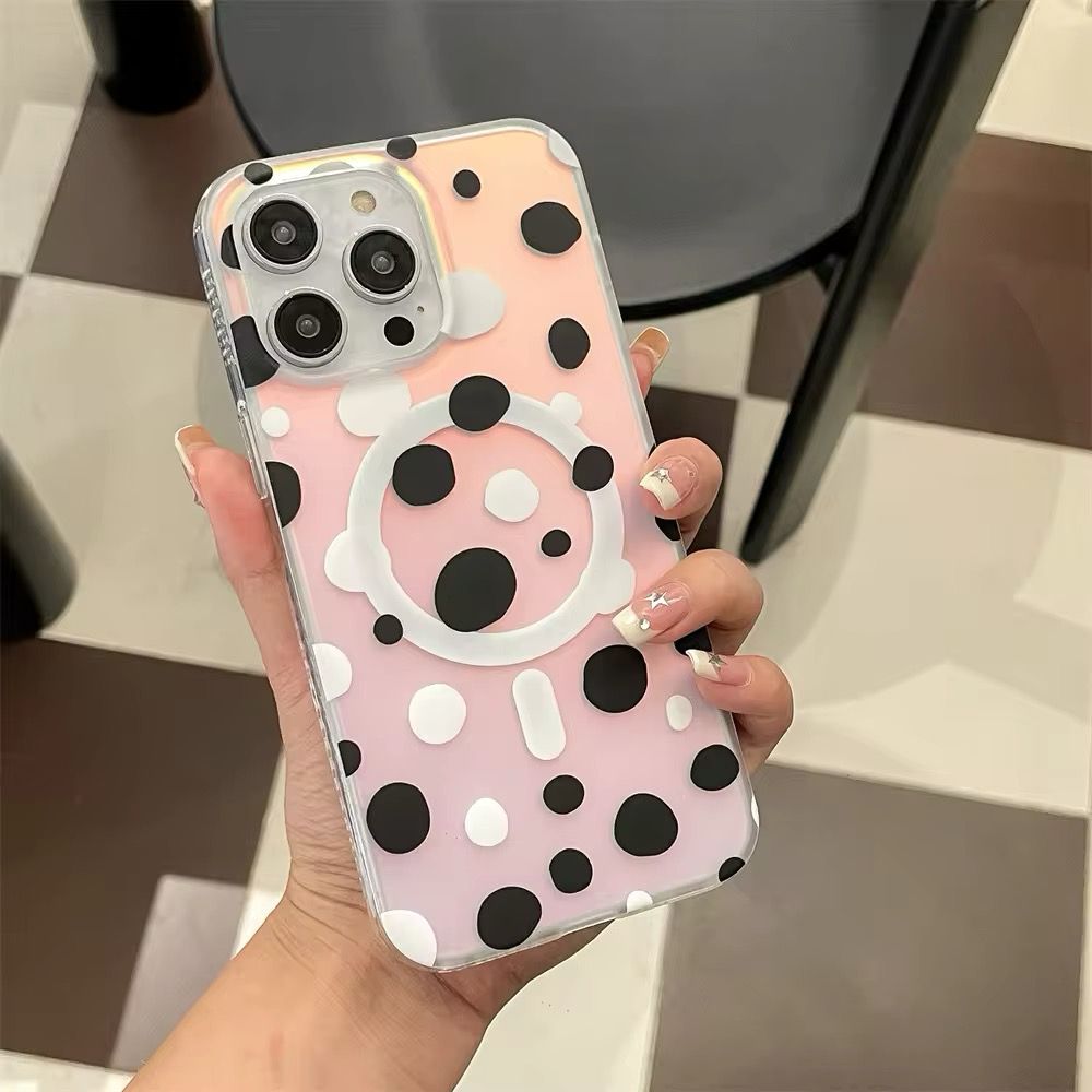 iPhone 16 Series Dotted Pattern Iridescent Translucent Color Changing Magsafe Case