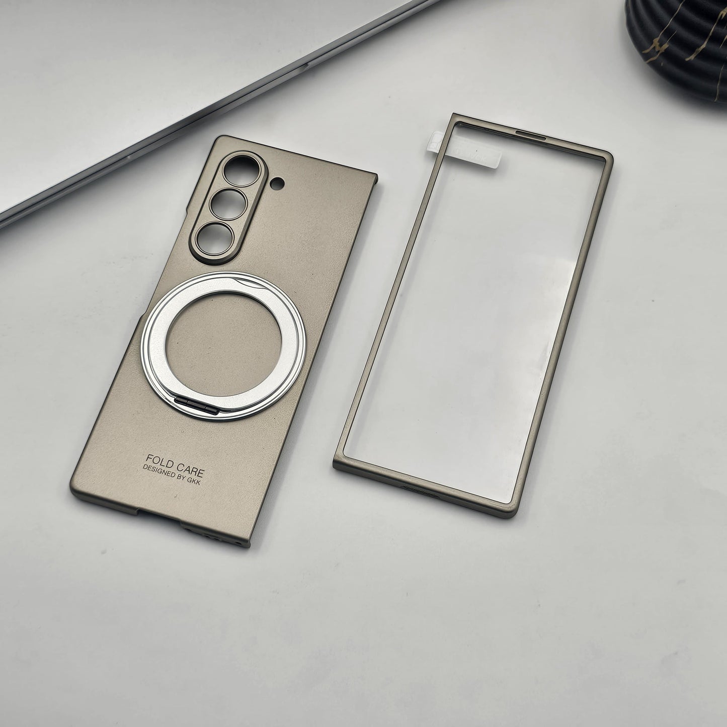 Magnetic Ring Stand Case with Front Screen Protector for Samsung Galaxy Z Fold 7 | Slim Grip & Full Body Coverage