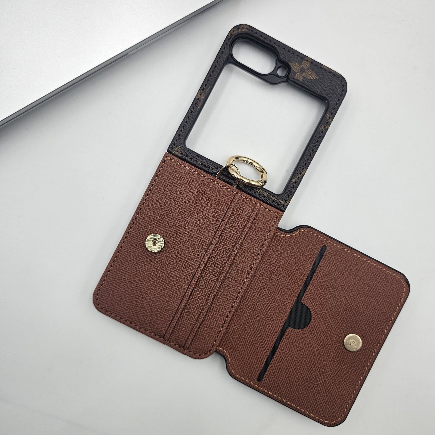 Samsung Galaxy Z Flip 6 Luxury Brand Card Pocket Wallet Ring Holder Case