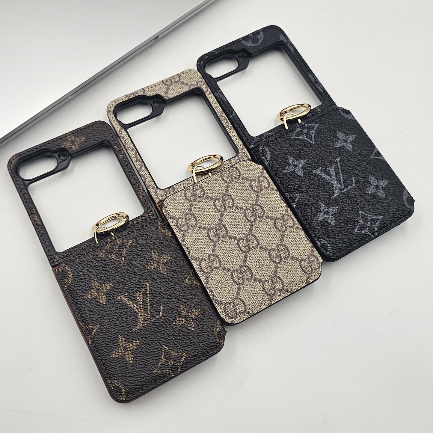 Samsung Galaxy Z Flip 5 Luxury Brand Card Pocket Wallet Ring Holder Case