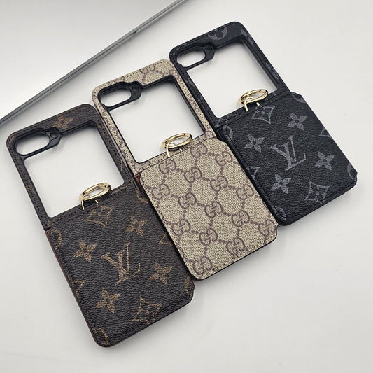 Samsung Galaxy Z Flip 6 Luxury Brand Card Pocket Wallet Ring Holder Case