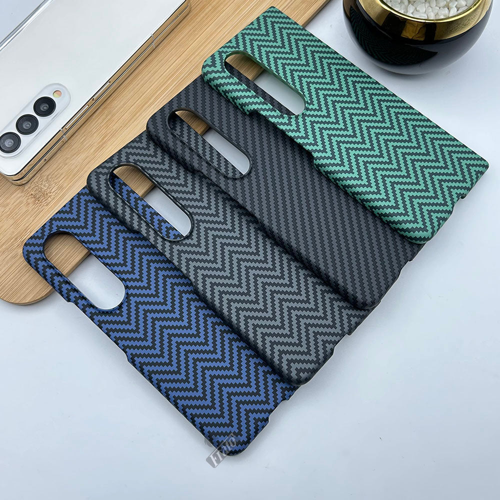 Samsung Galaxy Z Fold 4 Zigzag Carbon Fibre Pattern Texture Case Cover