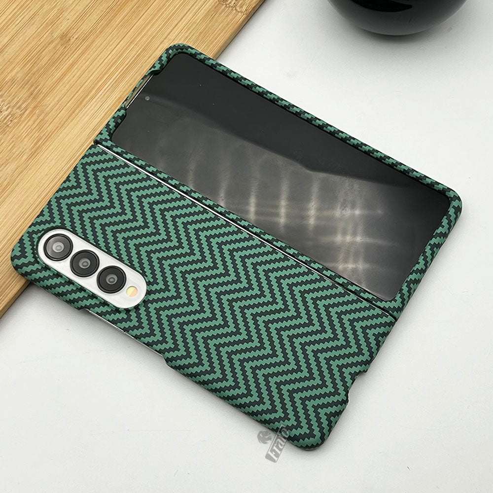 Samsung Galaxy Z Fold 4 Zigzag Carbon Fibre Pattern Texture Case Cover