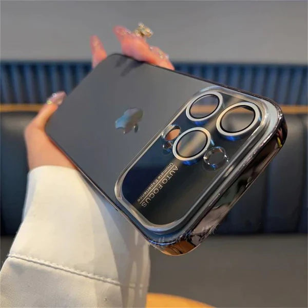 iPhone Luxury Backplane Glass Chromatic Lens Shield Case Cover